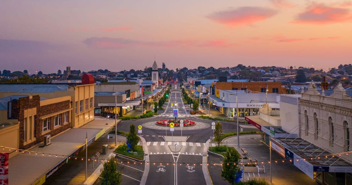 Liebig Street Warrnambool at sunset